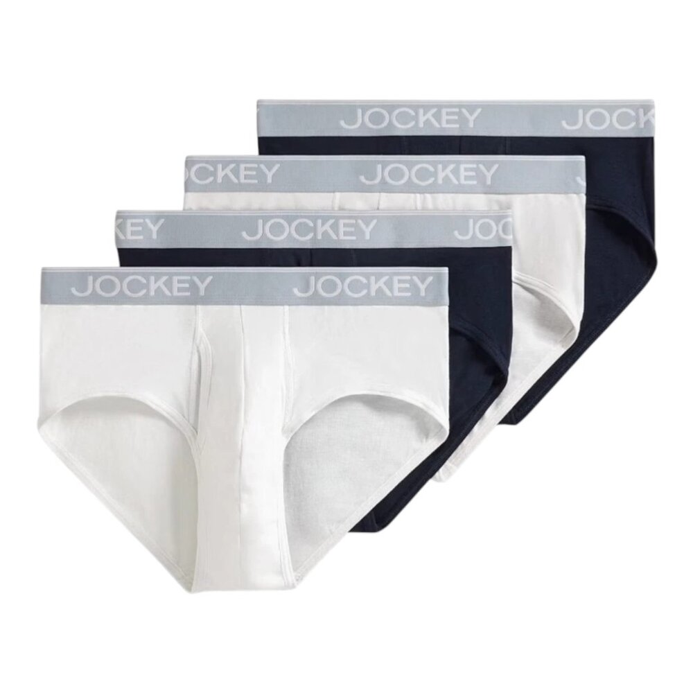 Jockey Essentials Cotton Blend Briefs Lightweight Breathable Underwear (4 Pack)